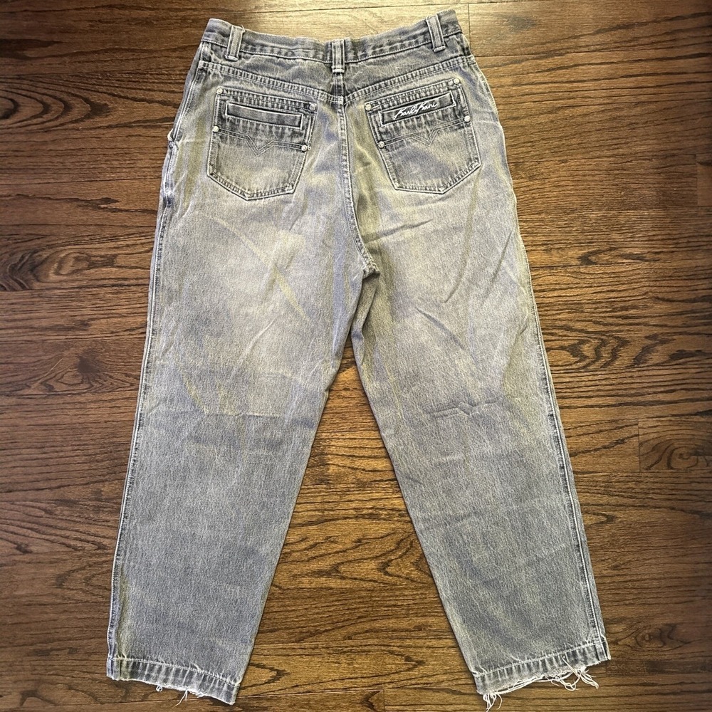 Y2K Karl Kani Jeans 90's Mens W32 L32 Grey Wash Distressed Retro‎ Worn Baggy Fit - Picture 6 of 10